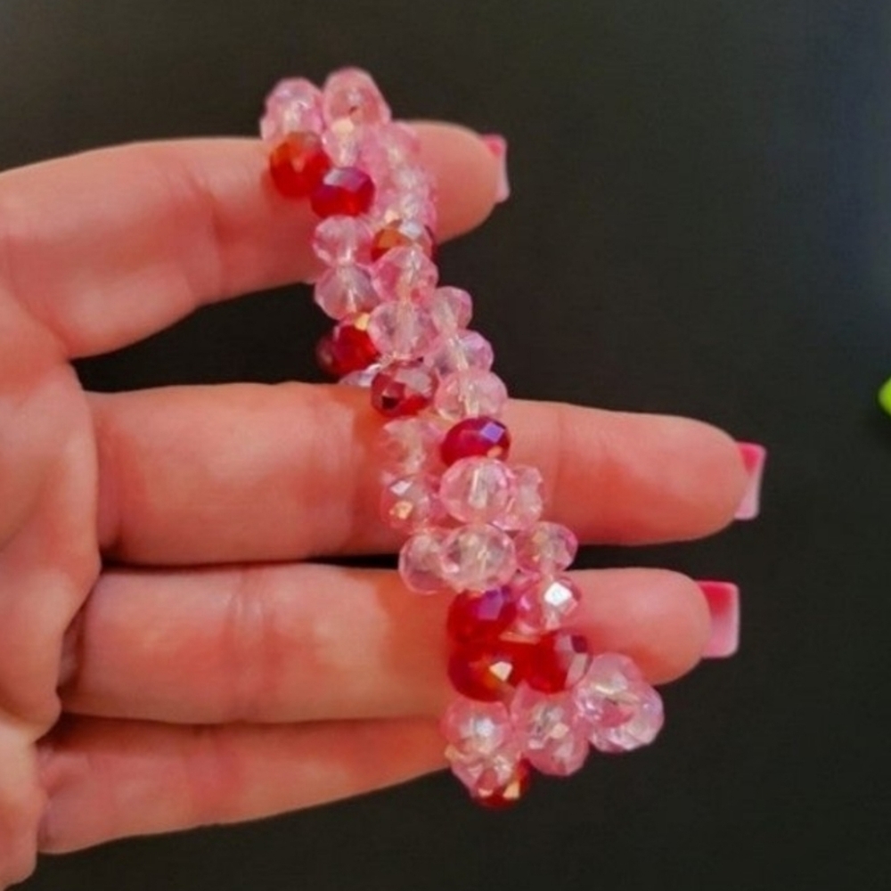 BEADED STRETCH ABSTRACT BRACELET 3 ROWS - Picture 10 of 11